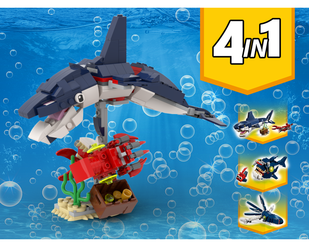 MOC - 31088 Dolphin with Squid and fish Alternative Build - How to build it