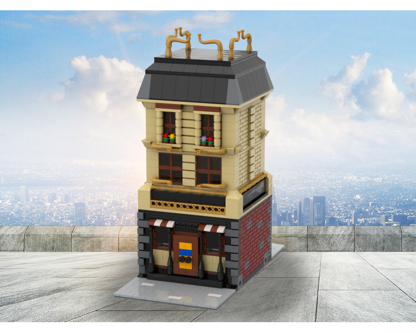 MOC - Old style house decorated with a bit of gold - How to build it