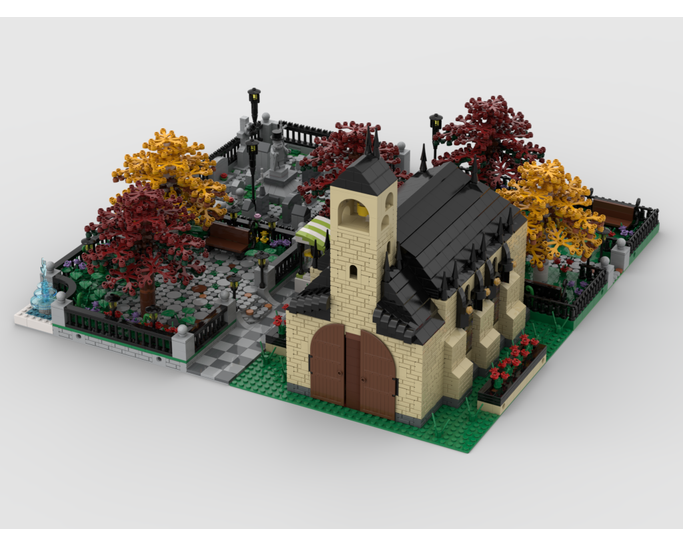 MOC - Modular Church With Cemetery build from 4 MOCs - How to build it
