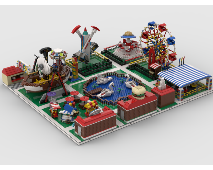 MOC - Modular Amusement Park Build from 13 models - How to build it