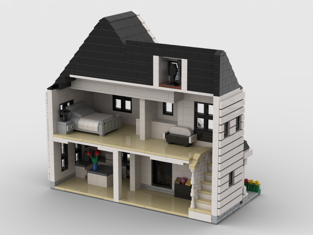 Neighborhood white house Half open - How to build it