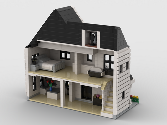 Neighborhood white house Half open - How to build it