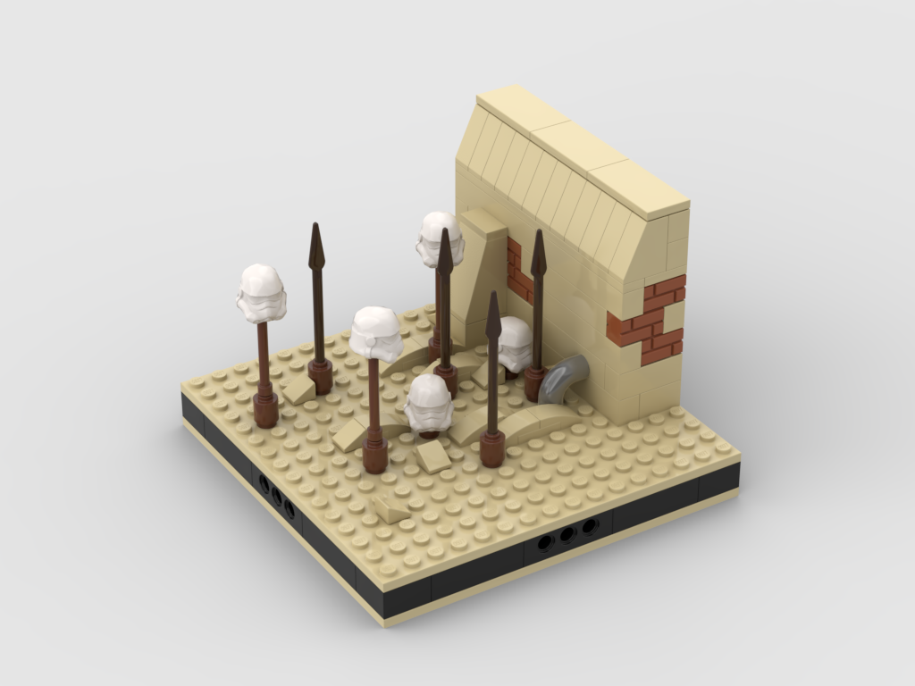 MOC - Tatooine dead imperial helmet #16 for a Modular Desert space village - How to build it