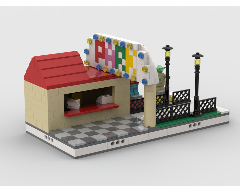MOC - Park Gate with Ticket booth for modular Amusement Park - How to build it