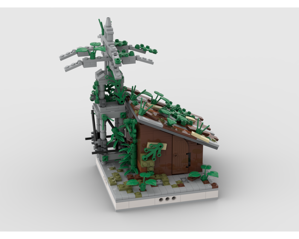 MOC - Ruined warehouse with electricity pole for a Modular Ruined City - How to build it