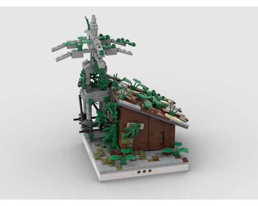MOC - Ruined warehouse with electricity pole for a Modular Ruined City - How to build it