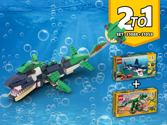 MOC - Mosasaur Dinosaur alt build 31088 + 31058