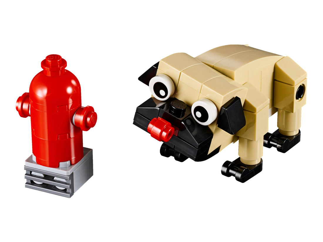 LEGO Set 30542-1 Cute Pug Alternate build Ideas: Spring Displays, Holiday Details, and Easter Rebuilds
