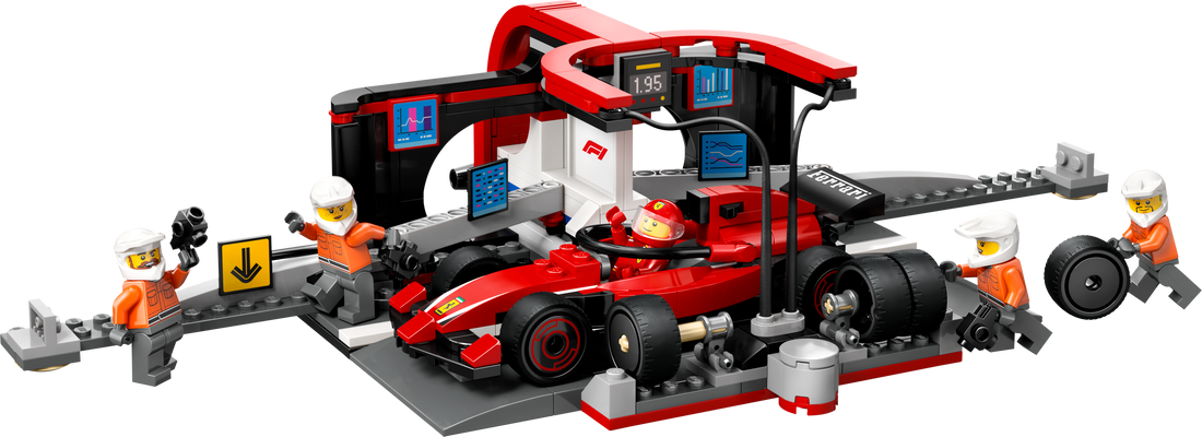 LEGO Set 60443-1 F1 Pit Stop & Pit Crew with Ferrari Car Alternate build Ideas: a fresh display direction and a formula racer