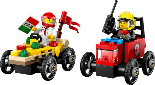 LEGO Set 60458-1 Pizza vs. Fire Truck Race Car Pack Alternate build Ideas: City Service Trucks, Road Scenes, and Rescue Rebuilds