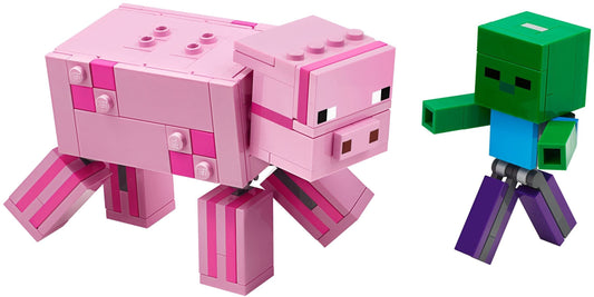 LEGO Set 21157-1 BigFig Pig with Baby Zombie Alternate build Ideas: First Night, Badlands, and Blocky Biome Rebuilds