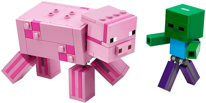 LEGO Set 21157-1 BigFig Pig with Baby Zombie Alternate build Ideas: First Night, Badlands, and Blocky Biome Rebuilds