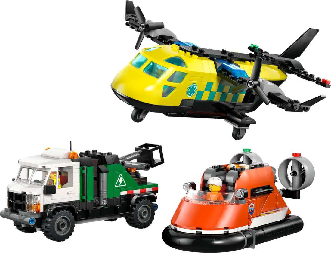 LEGO Set 60505-1 Airplane, Service Truck & Hovercraft Remix Alternate build Ideas: City Service Trucks, Road Scenes, and Rescue Rebuilds