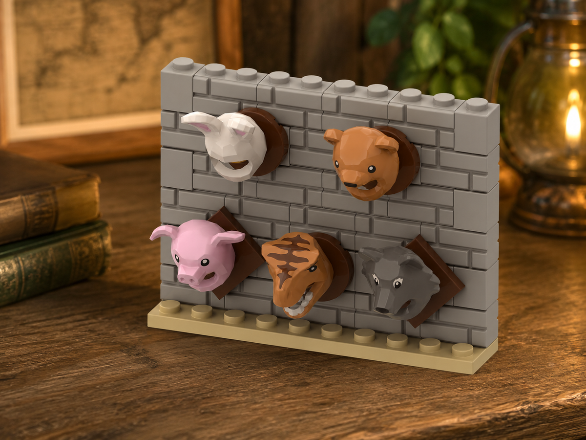 Animal Trophy Wall Brick Build for Lodge and Castle Scenes