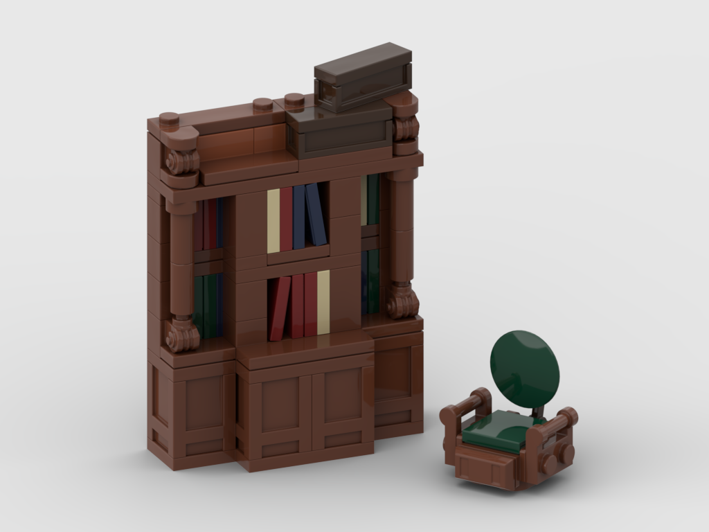 Classic Bookshelf & Armchair – Free MOC Instructions