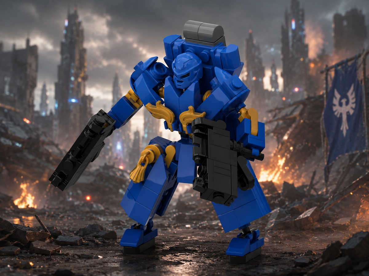 Blue Armored Space Warrior Free Building Instructions
