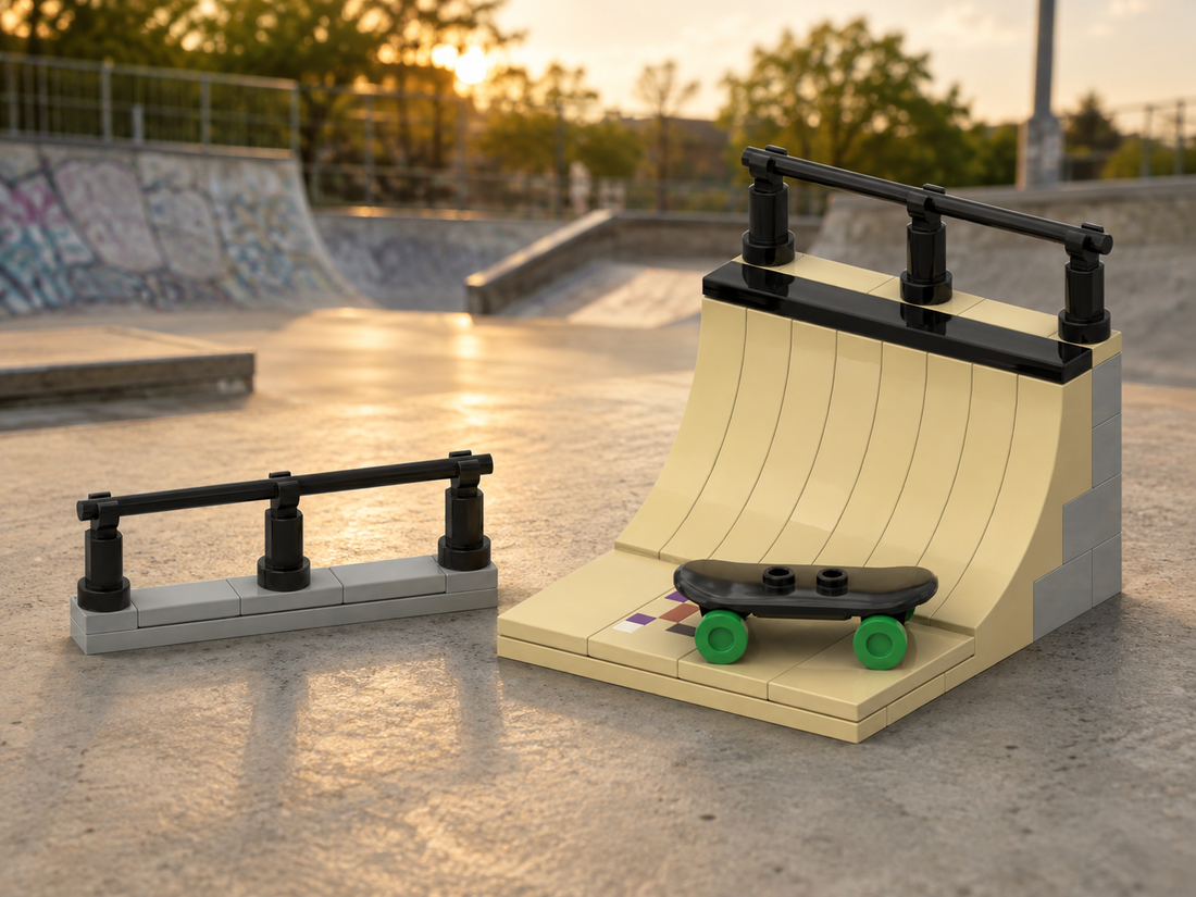 Skatepark MOC Free Building Instructions | Quarter Pipe & Rail
