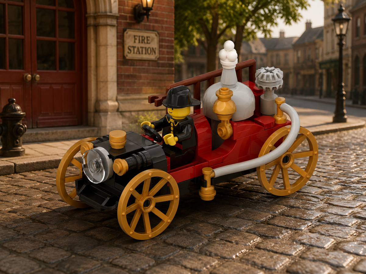 Antique Fire Truck MOC – Free Building Instructions
