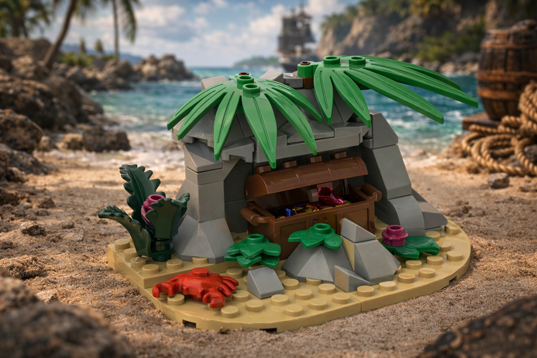 Pirate Treasure Hideout Free Building Instructions | Island Cave Build