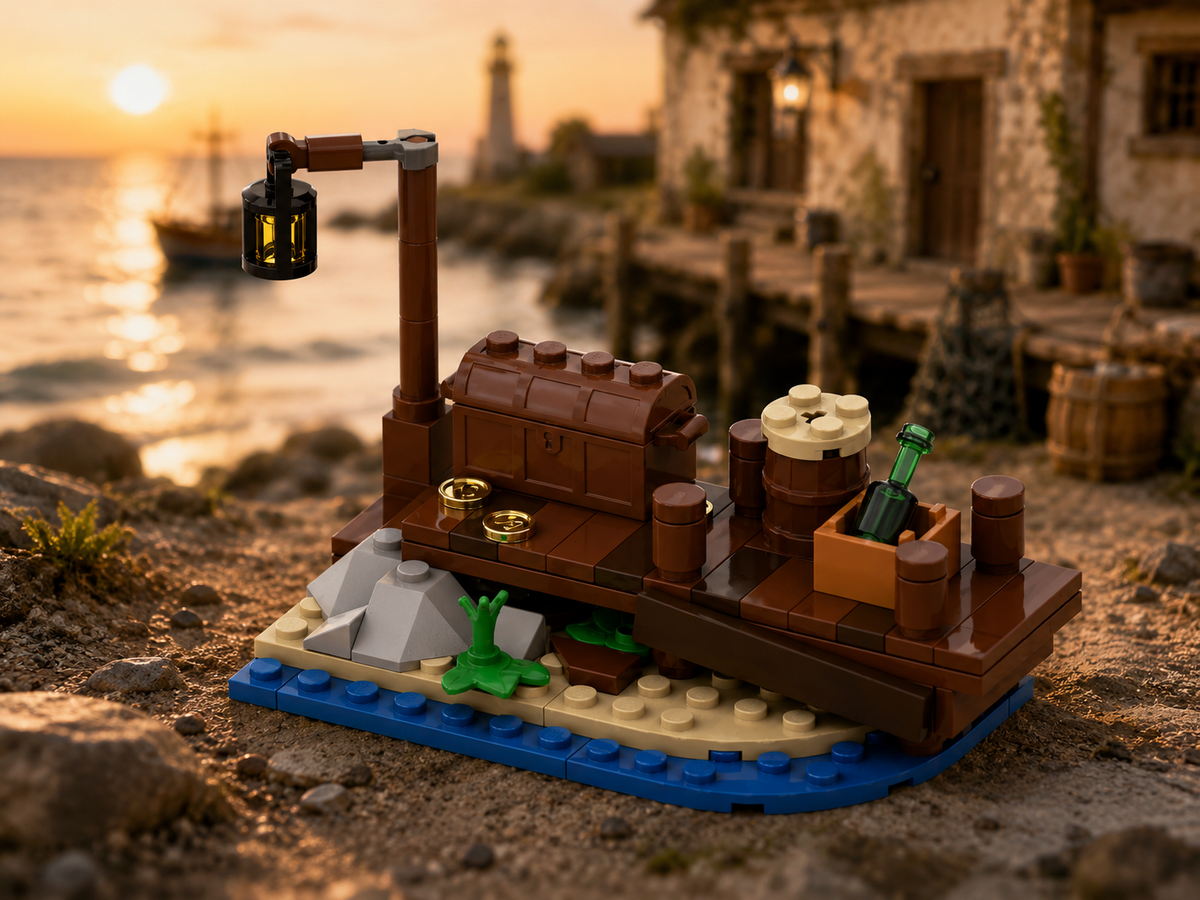 Pirate Supply Dock MOC – Free Building Instructions