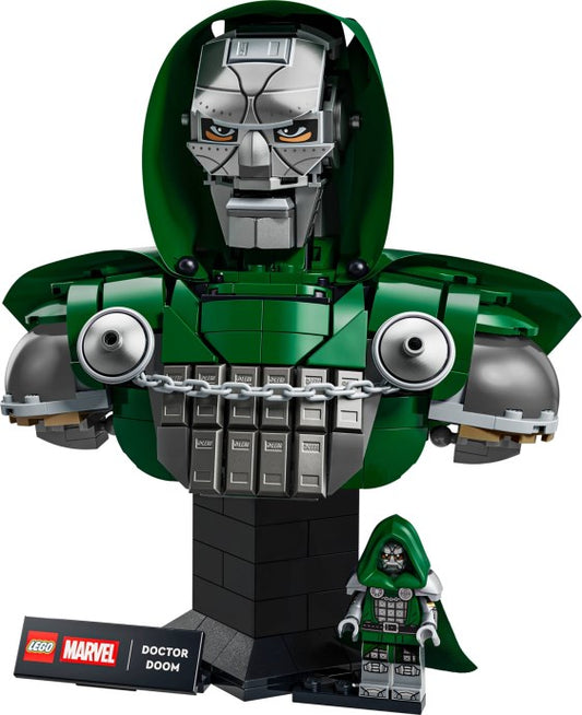LEGO 76345 Doctor Doom Bust Turns Armor and Hood into a Marvel Display