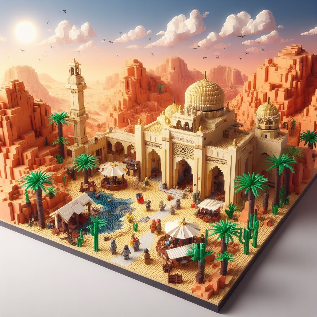 Desert Dreams in Bricks- 37 AI ideas for Lego MOCs Desert Oasis