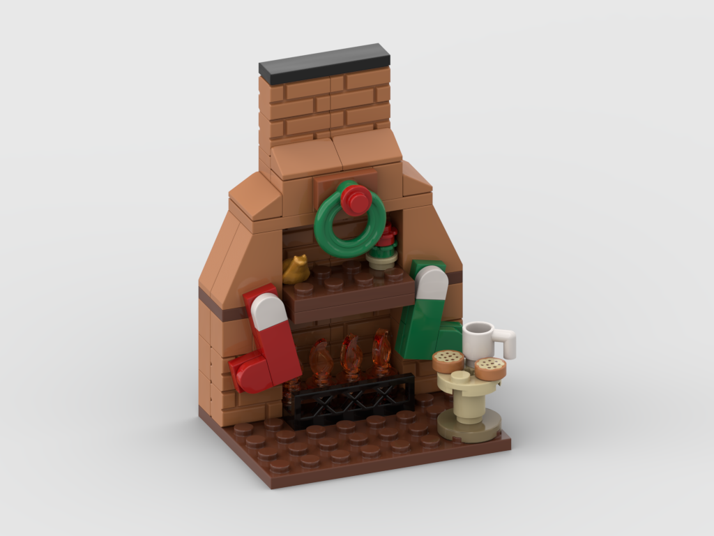 Christmas Fireplace – Free MOC Instructions