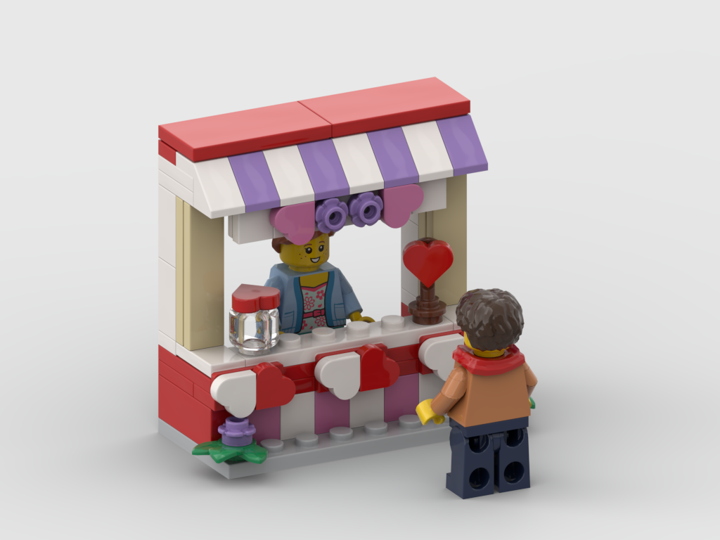Valentine’s Kiss Stand – Free MOC Building Instructions