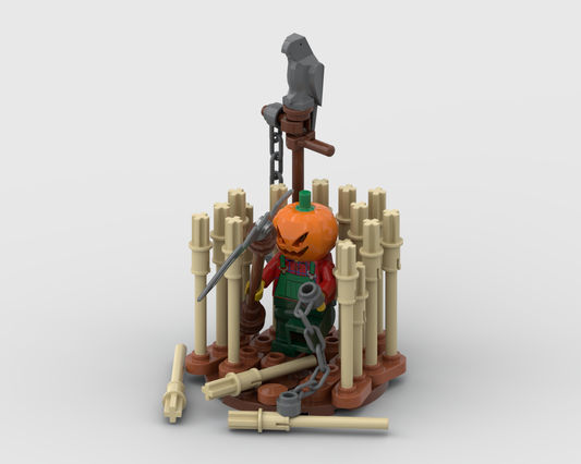 Pumpkin man in a hay field – Free Building MOC Instructions