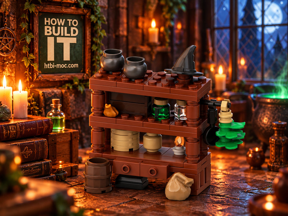 Witch’s Arcane Shelf MOC – Free Building Instructions