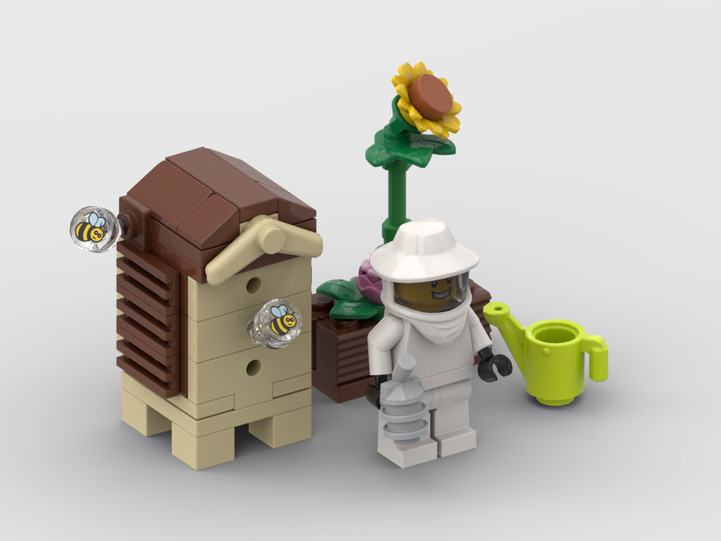 Beehive & Beekeeper Scene – Free Building MOC Instructions