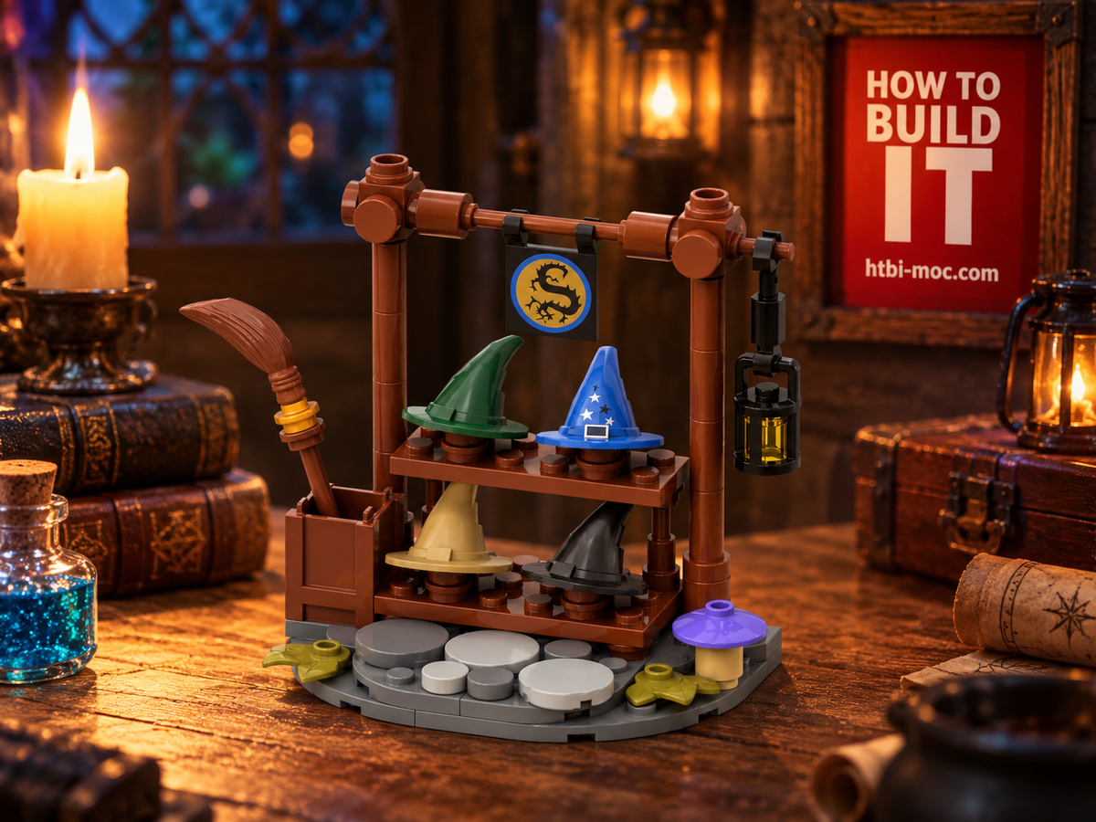 Witch Hat Market Stall MOC – Free Building Instructions