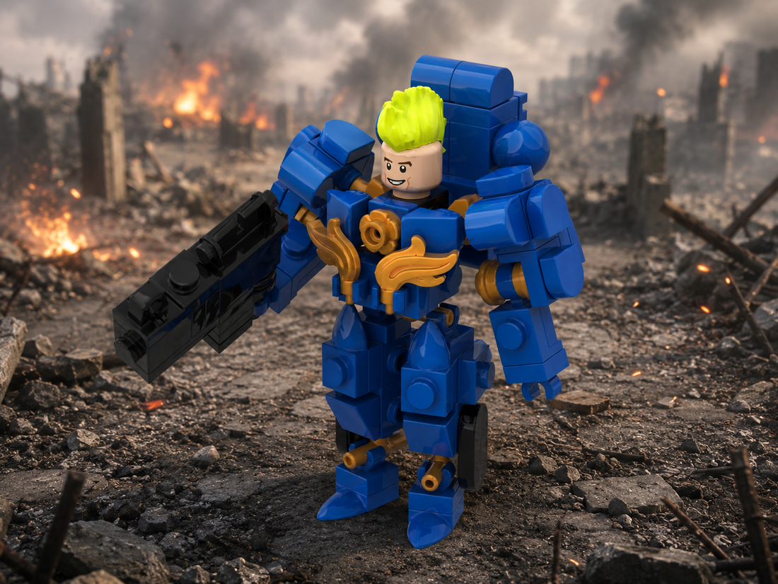 Blue Armored Mech Suit – Sci-Fi Power Armor Build