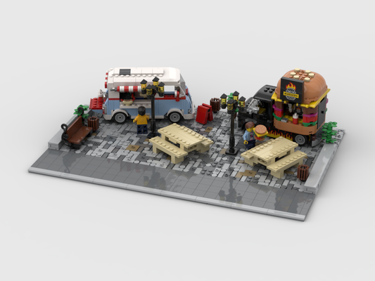 MOC - Modular Food Truck area - Display for sets 60404 + 40681