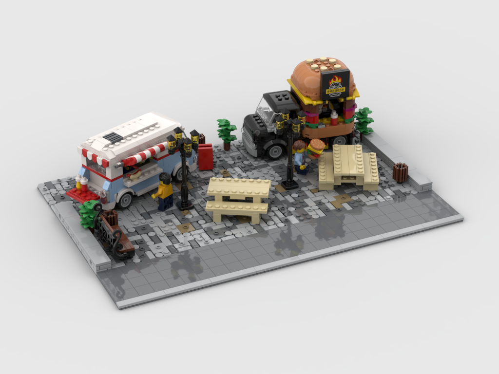 MOC - Modular Food Truck area - Display for sets 60404 + 40681