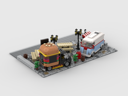 MOC - Modular Food Truck area - Display for sets 60404 + 40681