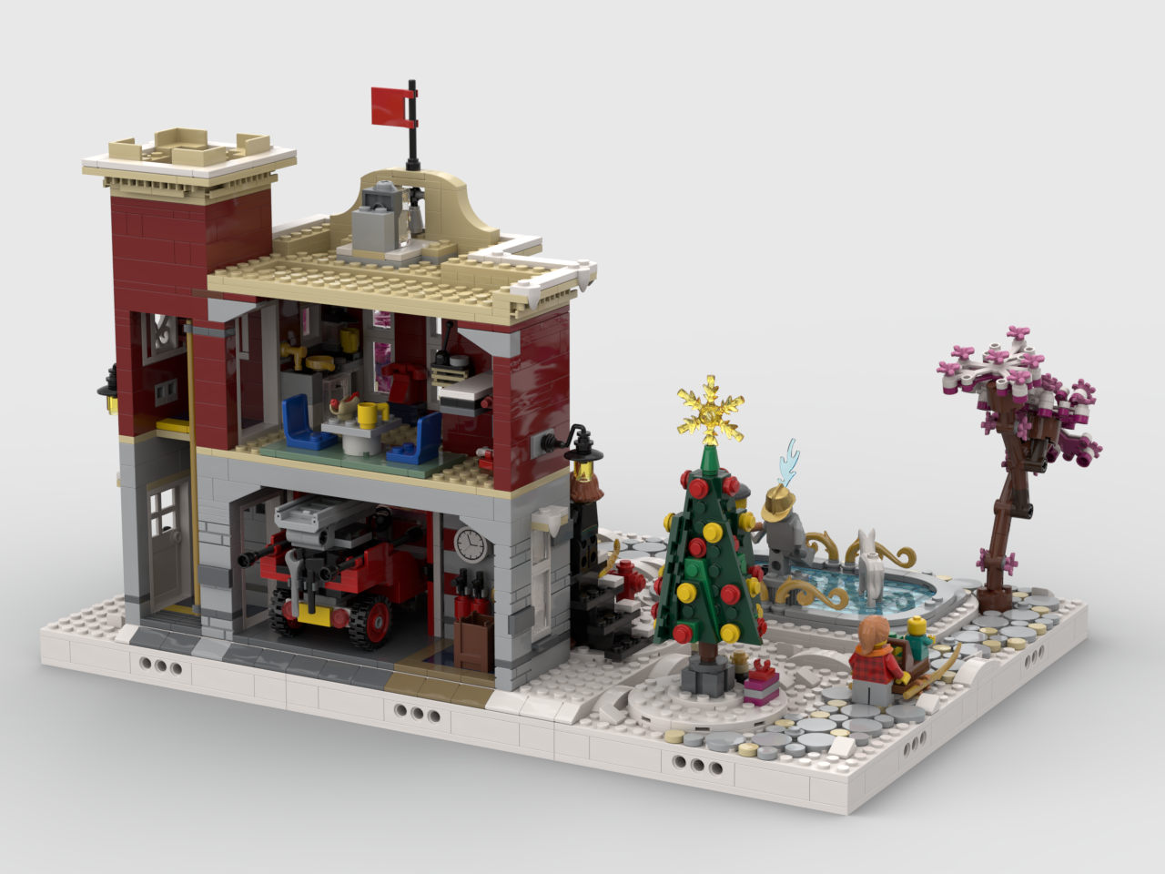 MOC - Winter Village - Display for set 10263 - Fire Station