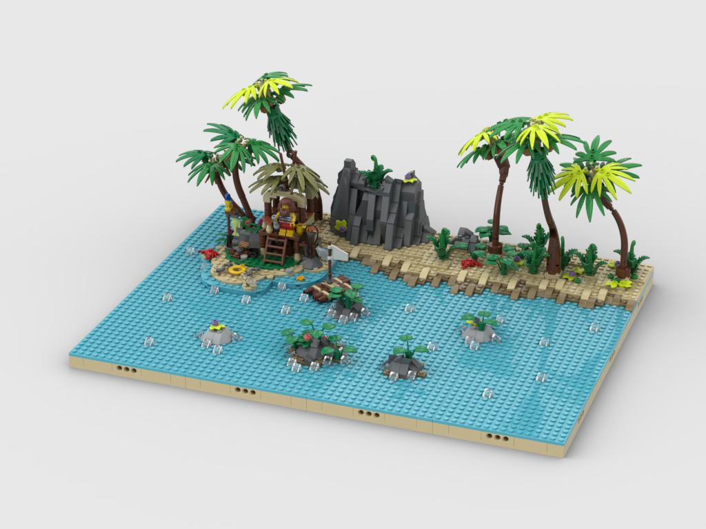 MOC - Pirates Diorama - Display for set 40566-1 - Ray the Castaway