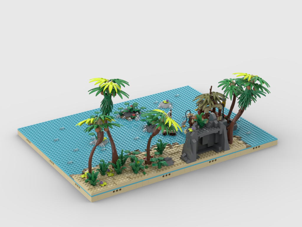 MOC - Pirates Diorama - Display for set 40566-1 - Ray the Castaway