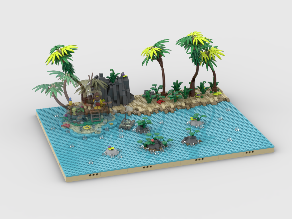 MOC - Pirates Diorama - Display for set 40566-1 - Ray the Castaway