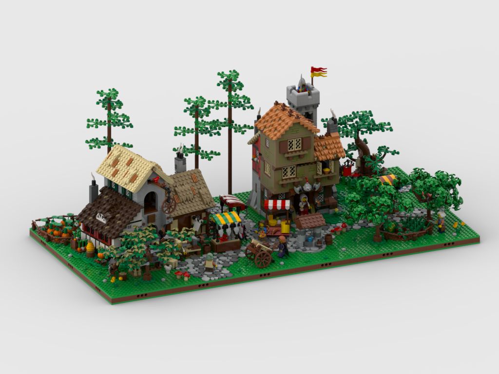 MOC - Medieval Town Diorama - display for set 10332 medieval town square