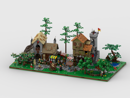 MOC - Medieval Town Diorama - display for set 10332 medieval town square