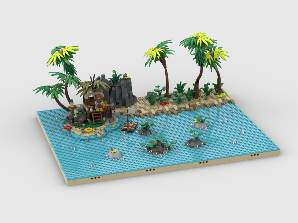 MOC - Pirates Diorama - Display for set 40566-1 - Ray the Castaway