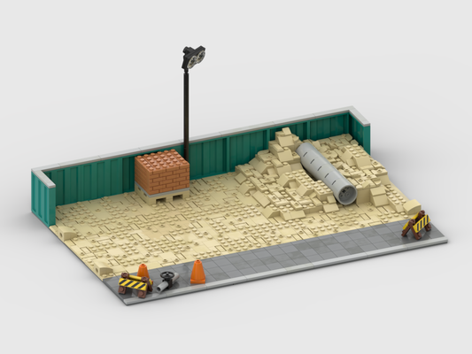 MOC - Construction Site Display for Set 60480 Yellow Backhoe Loader