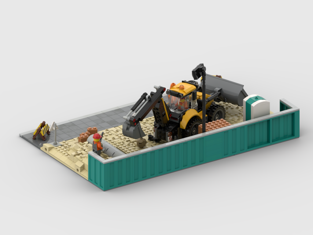 MOC - Construction Site Display for Set 60480 Yellow Backhoe Loader