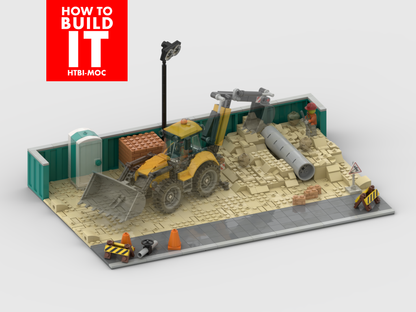 MOC - Construction Site Display for Set 60480 Yellow Backhoe Loader