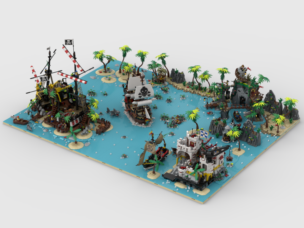 MOC - Pirates Diorama - Display for sets 21322 + 10320 + 910038 + 31109 + 40597 + 31130 + 40566