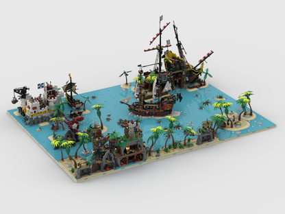 MOC - Pirates Diorama - Display for sets 21322 + 10320 + 910038 + 31109 + 40597 + 31130 + 40566