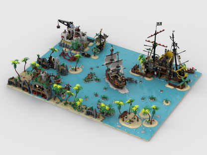 MOC - Pirates Diorama - Display for sets 21322 + 10320 + 910038 + 31109 + 40597 + 31130 + 40566