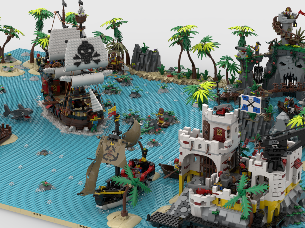 MOC - Pirates Diorama - Display for sets 21322 + 10320 + 910038 + 31109 + 40597 + 31130 + 40566